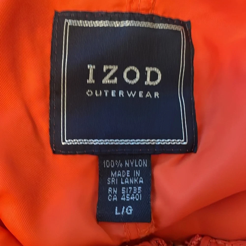 Izod Outerwear Pullover Windbreaker in Orange Size L